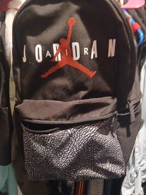 Jordan Black Backpack with Red Jumpman and White Lettering
